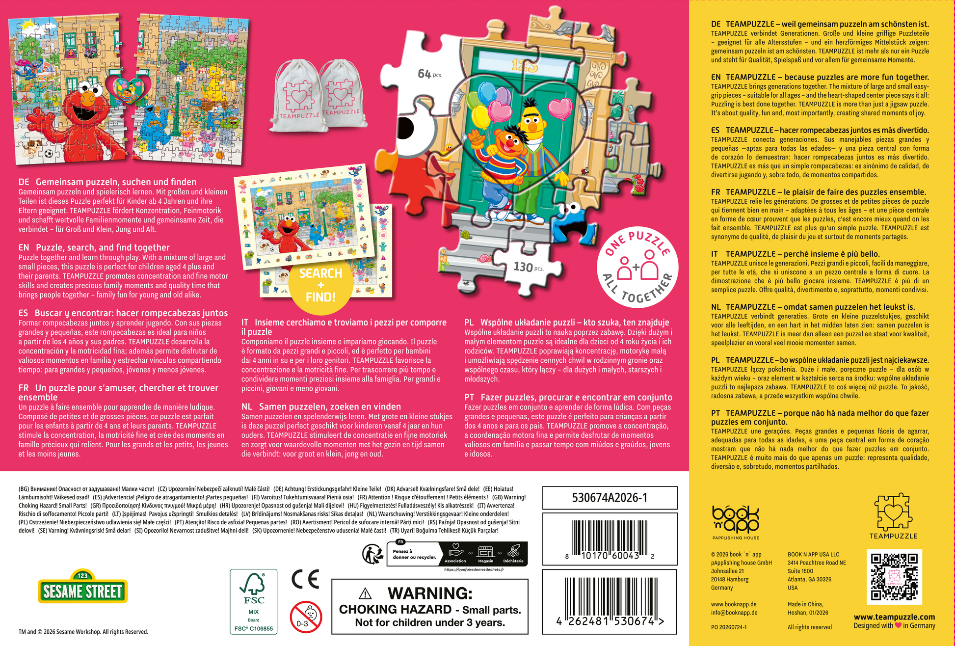 Rückseite des Puzzlekartons mit Beschreibungen, Sicherheitshinweisen und weiteren Informationen