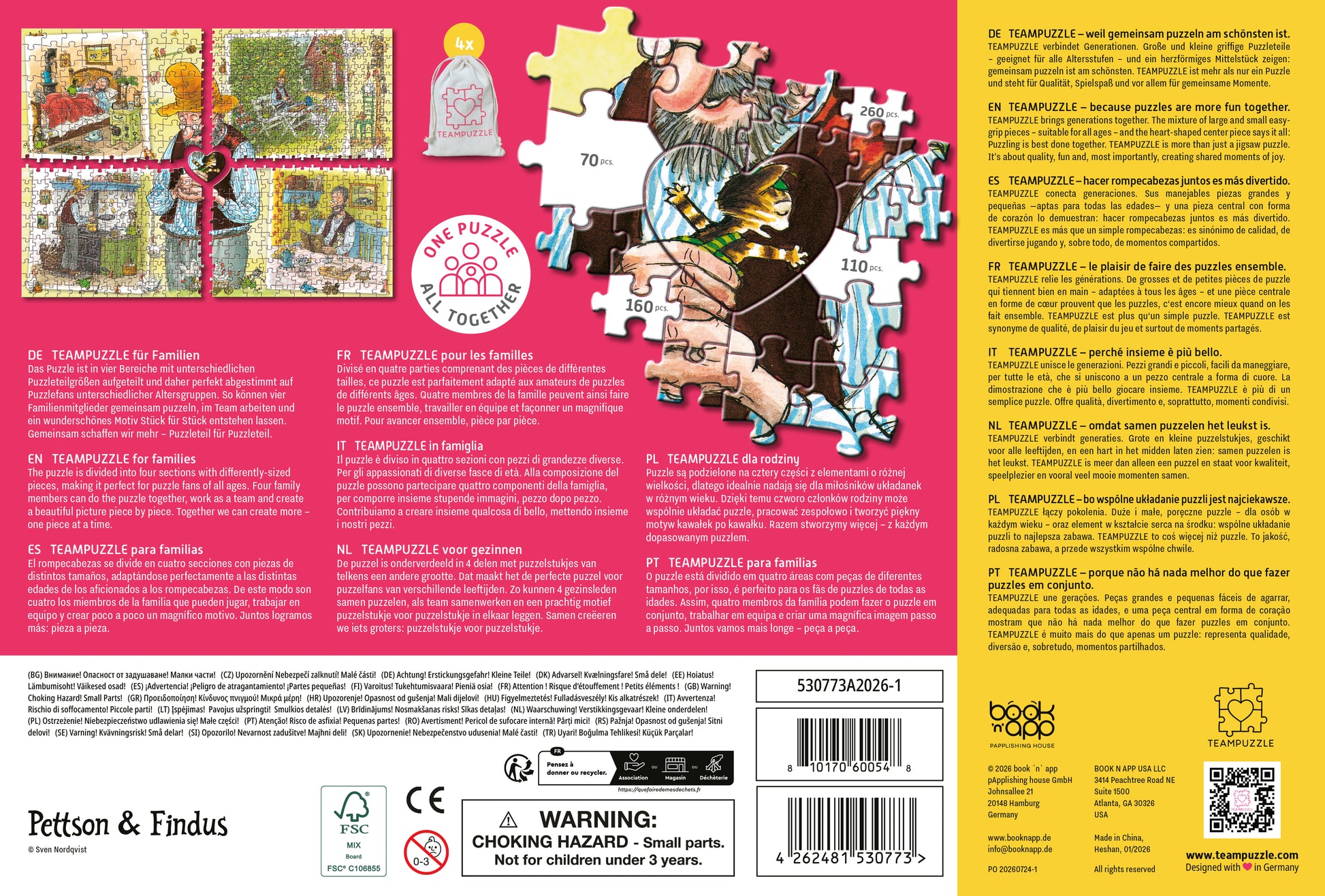 Rückseite des Puzzlekartons mit Beschreibungen, Sicherheitshinweisen und weiteren Informationen